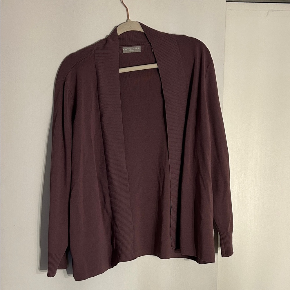 kate hill Plum Open-Front Women's Cardigan